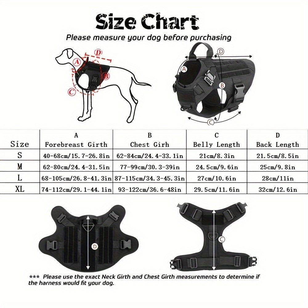 4pcs Tactical Dog Harness and Vest Set