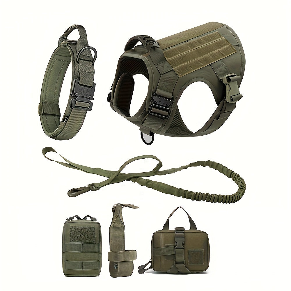 4pcs Tactical Dog Harness and Vest Set