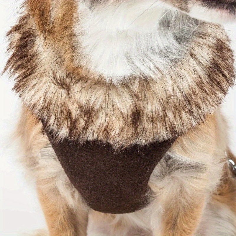 2-In-1 Mesh Reversed Adjustable Dog Harness-Leash W/ Removable Fur Collar