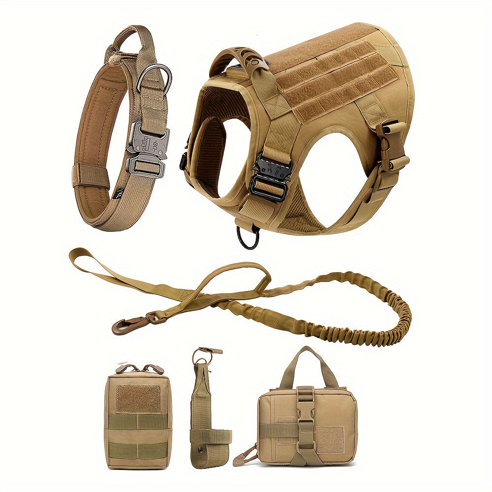 4pcs Tactical Dog Harness and Vest Set
