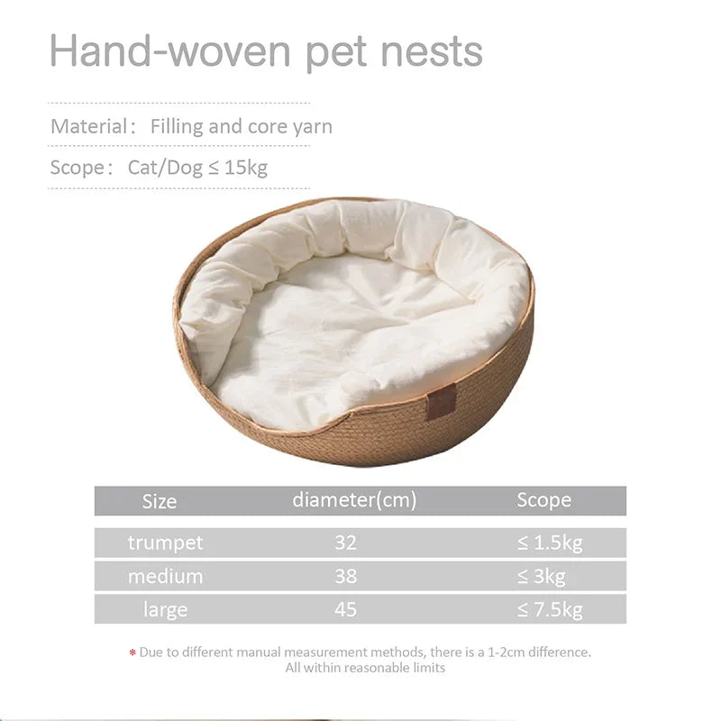 Cat Sofa Bamboo Nest Baskets Waterproof Removable Cushion