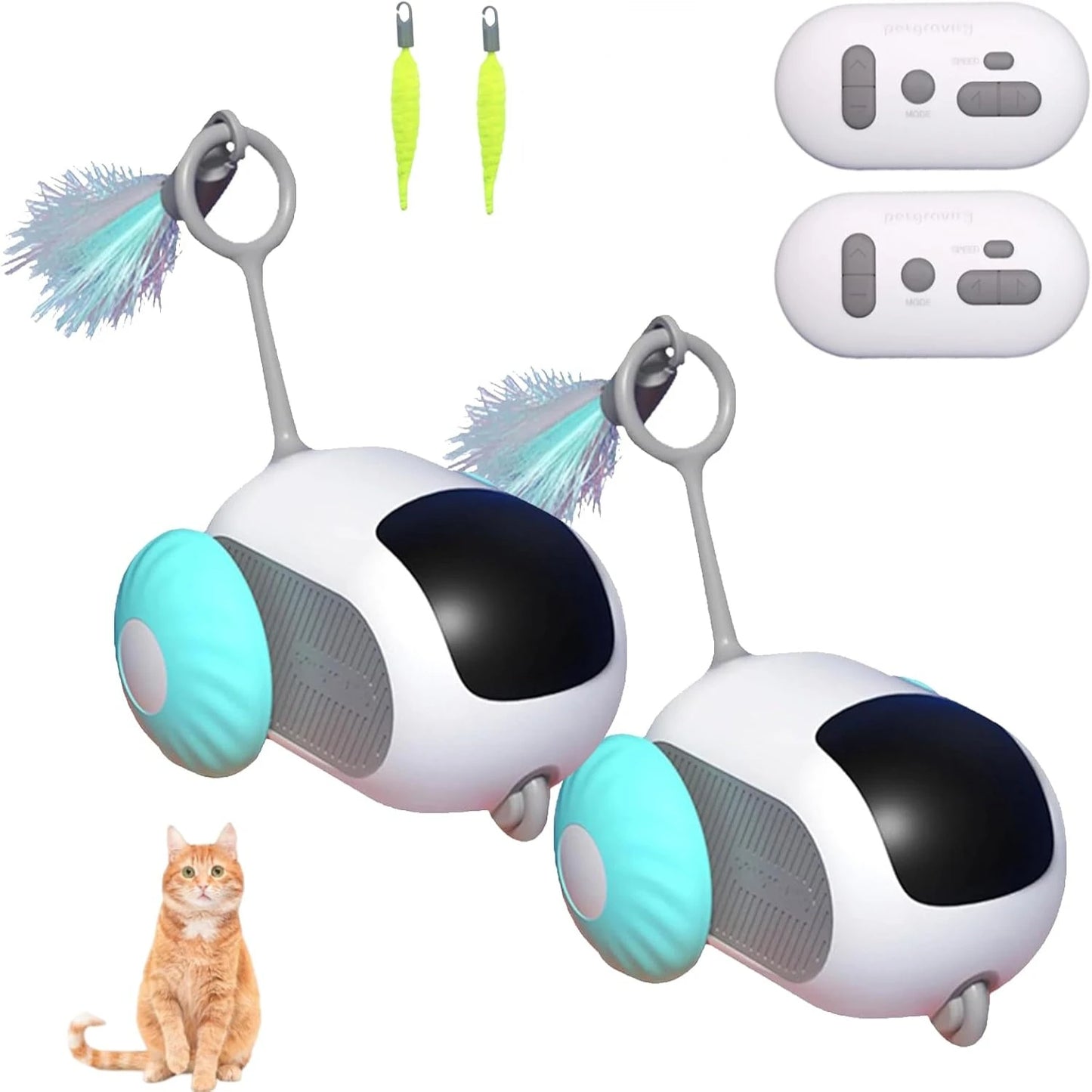 Turbo Tail Remote Control Interactive Cats Toy with Feathers (2 pcs