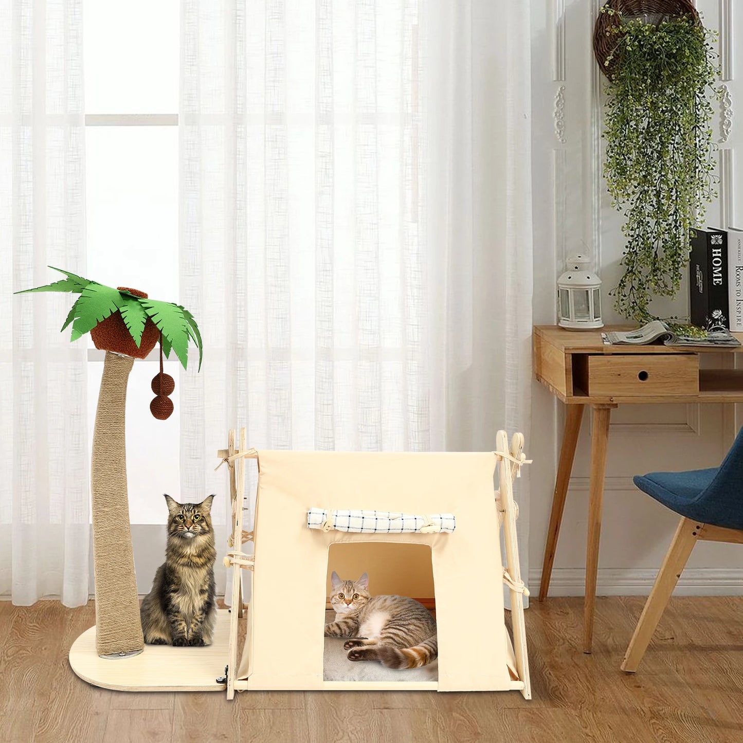Coconut Tree Tent Scratching Post, House , Cave Bed