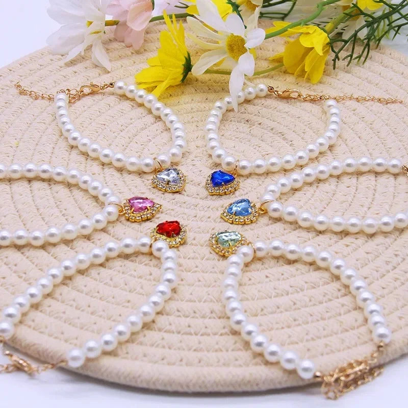 Cat Collar Necklace High Simulation Pearls
