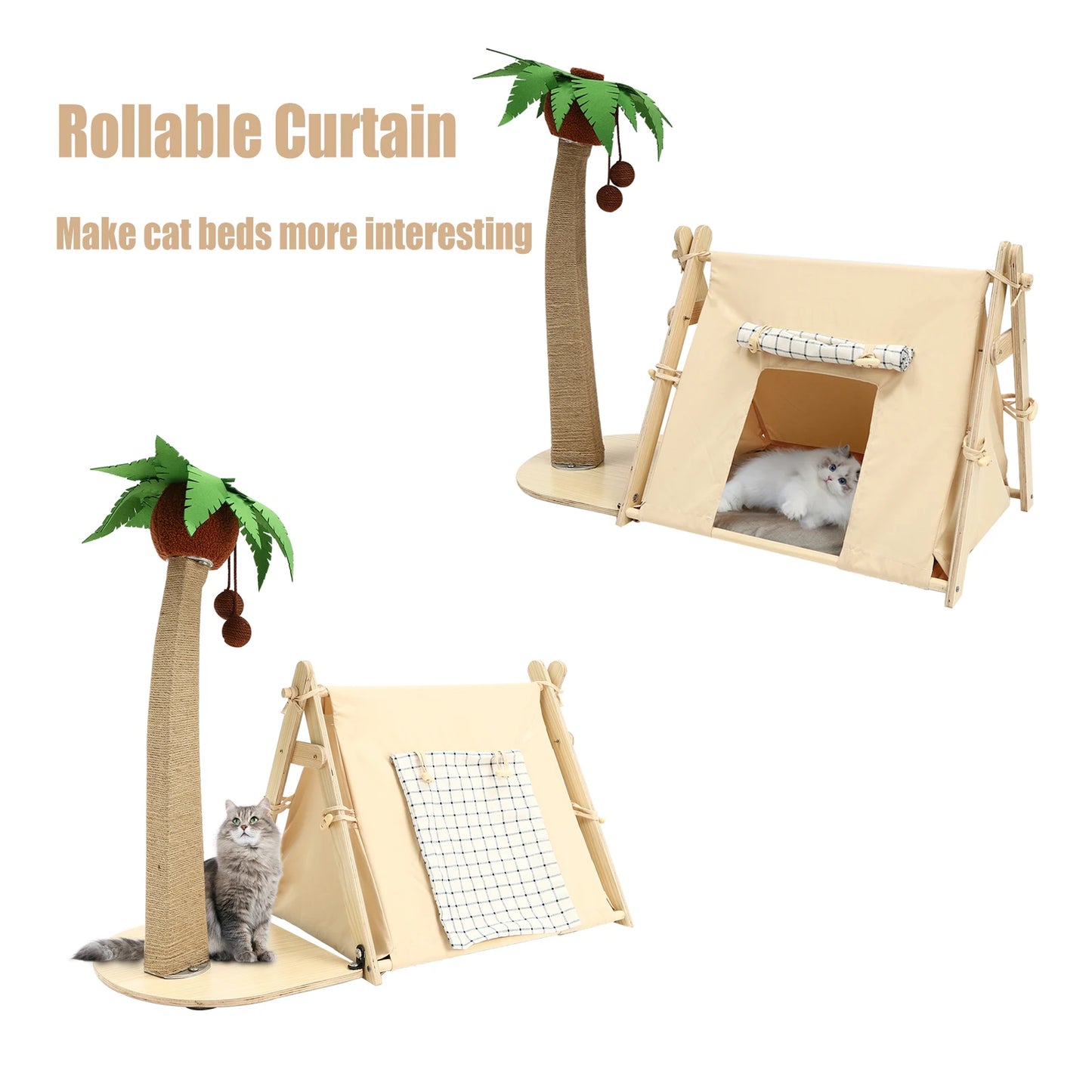 Coconut Tree Tent Scratching Post, House , Cave Bed