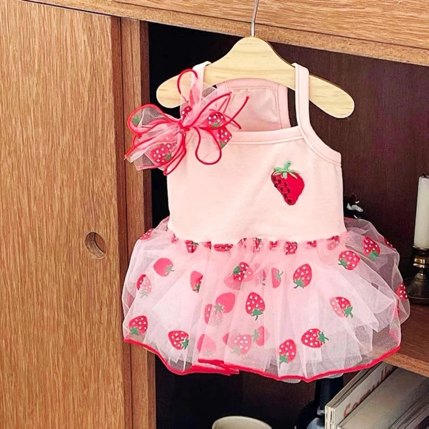 Summer Strawberry Dress Dog Clothing