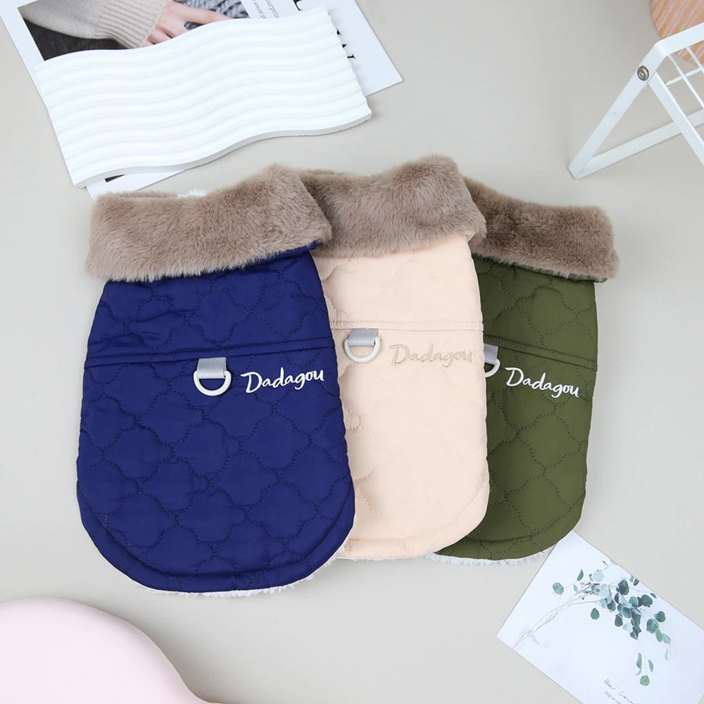 Winter Big Fur Collar Dog Jacket