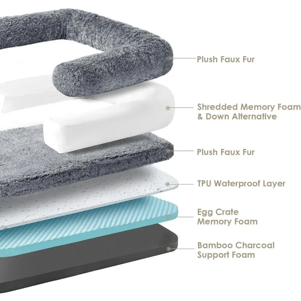 Foldable Human Orthopedic Memory Foam Dog Bed for Adult