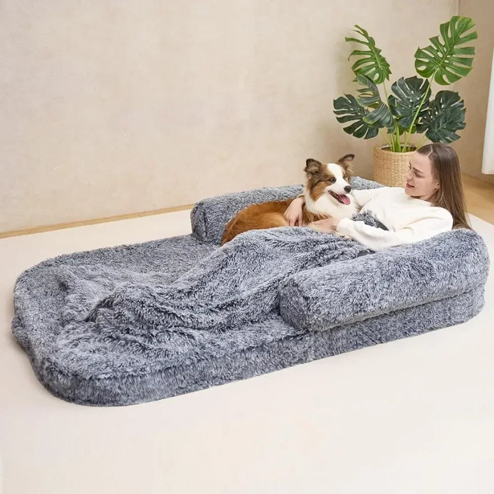 Foldable Human Orthopedic Memory Foam Dog Bed for Adult