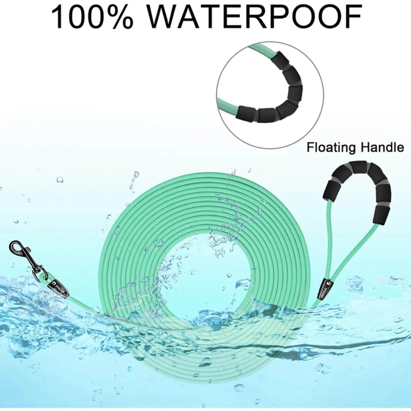 Durable long PVC dog leash Waterproof design perfect for training, yard play, and beach