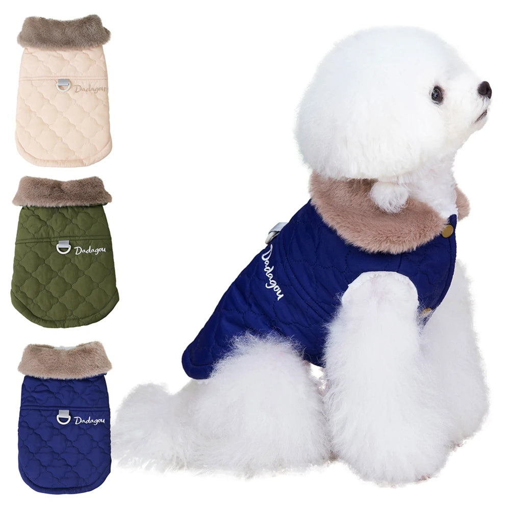 Winter Big Fur Collar Dog Jacket