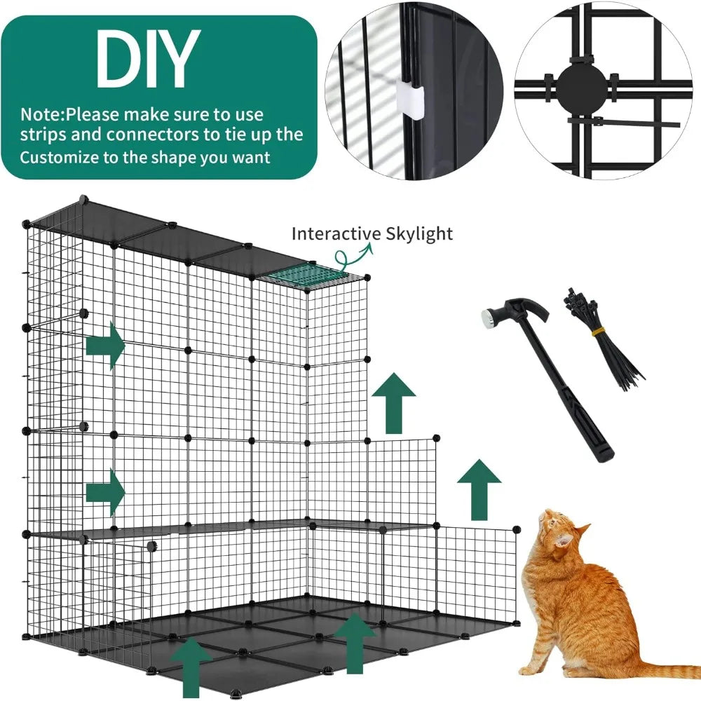 Indoor Catio/Playpen Metal Pet Crate with Extra Large Hammock