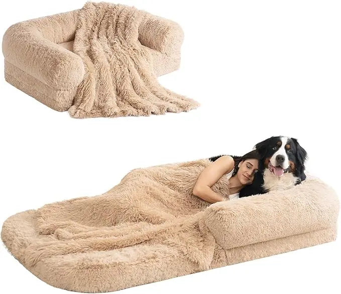 Foldable Human Orthopedic Memory Foam Dog Bed for Adult