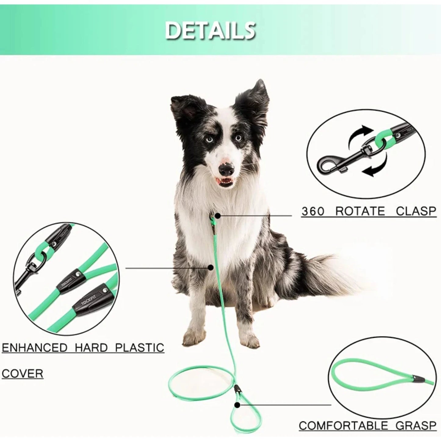 Durable long PVC dog leash Waterproof design perfect for training, yard play, and beach