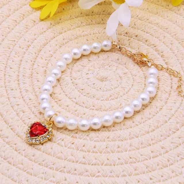 Cat Collar Necklace High Simulation Pearls