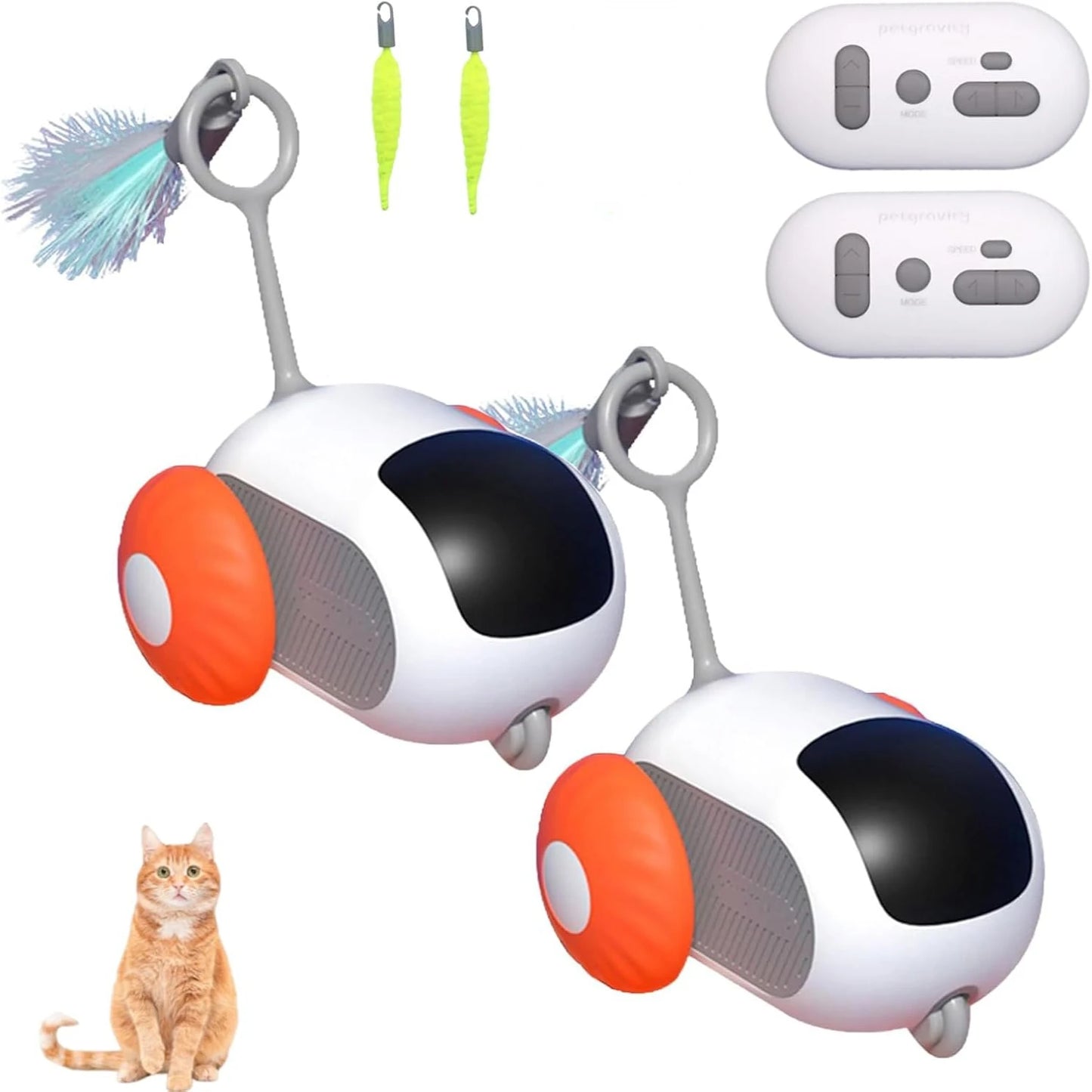 Turbo Tail Remote Control Interactive Cats Toy with Feathers (2 pcs
