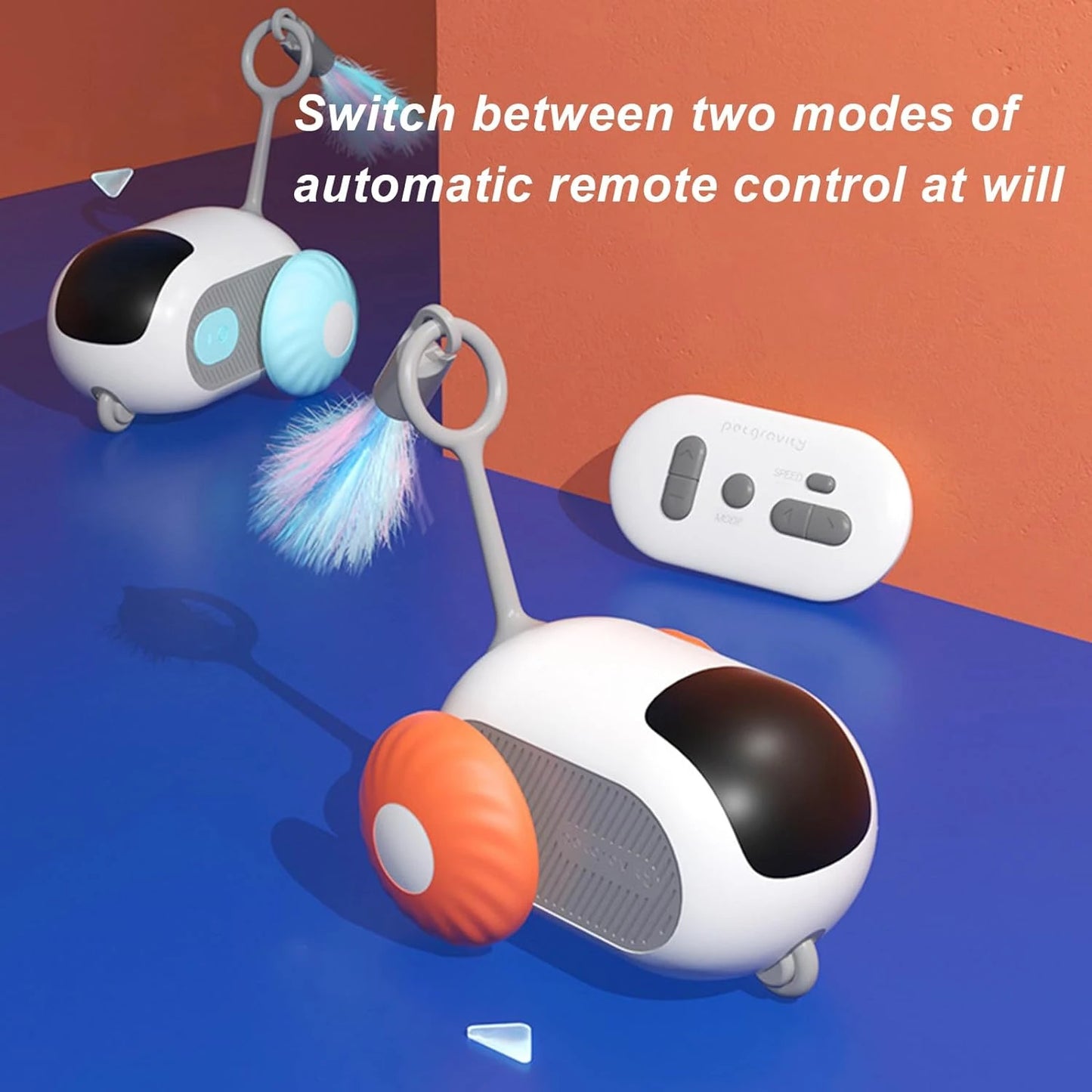 Turbo Tail Remote Control Interactive Cats Toy with Feathers (2 pcs