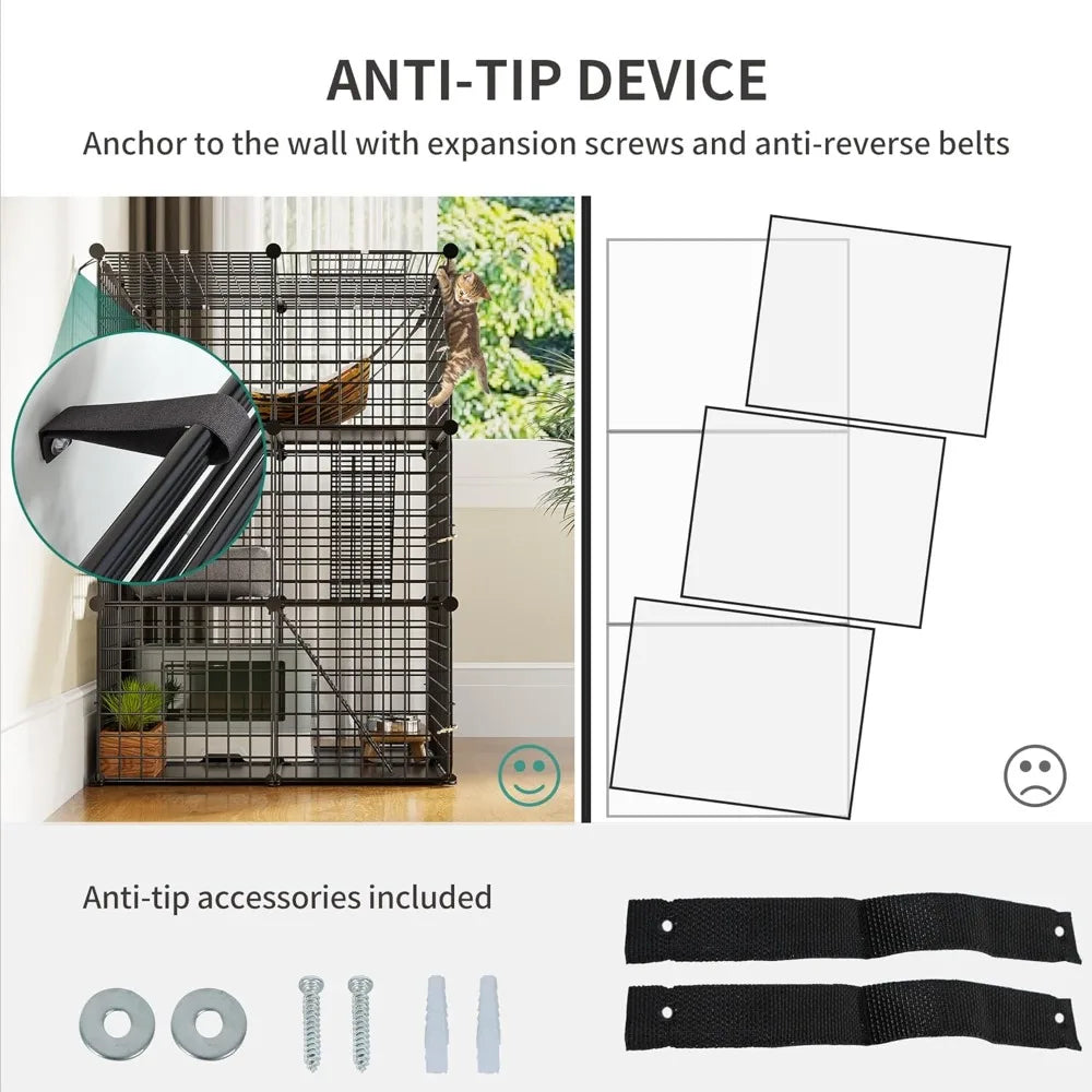 Indoor Catio/Playpen Metal Pet Crate with Extra Large Hammock