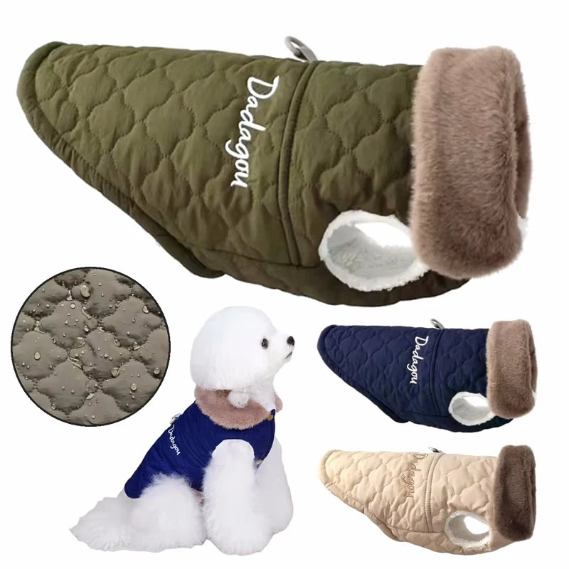 Winter Big Fur Collar Dog Jacket