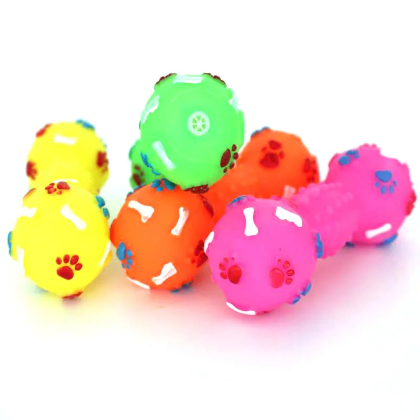 Paw Print Dumbbell Chew Squeaker Non-toxic