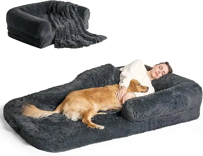 Foldable Human Orthopedic Memory Foam Dog Bed for Adult