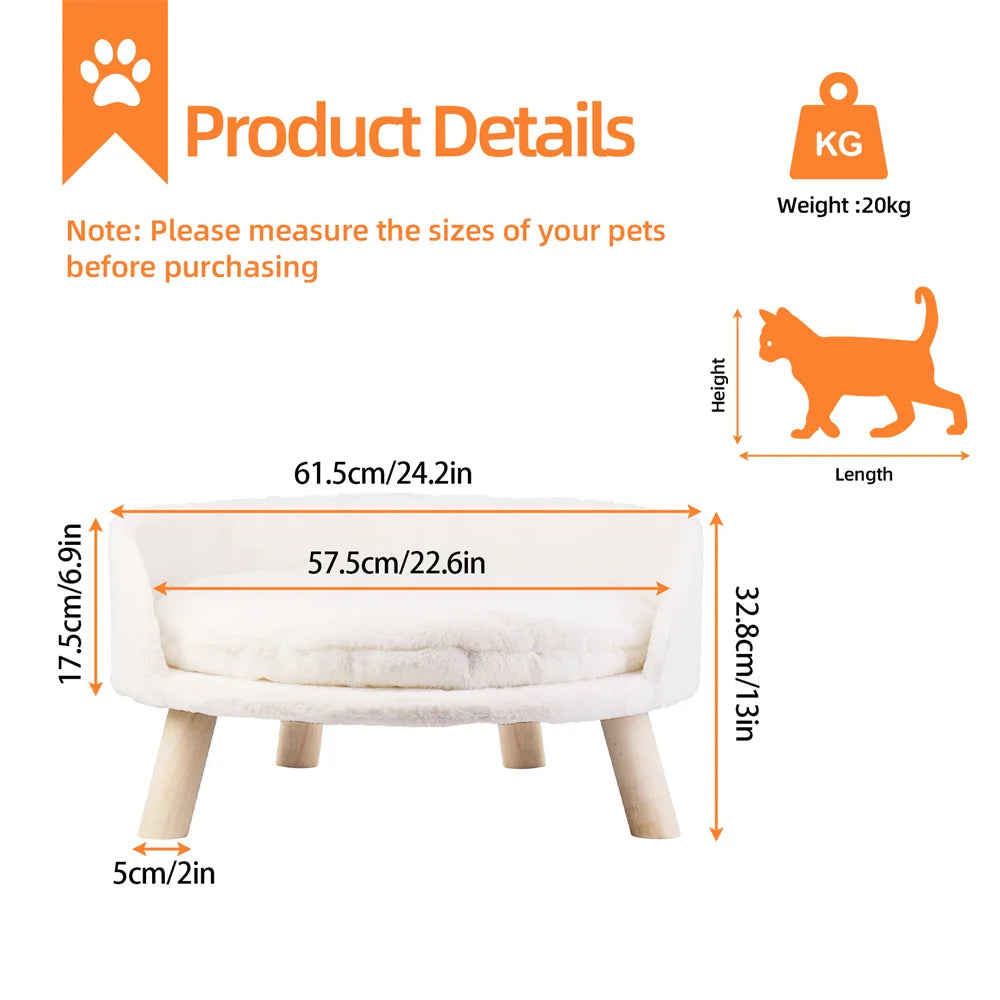 Ultra Soft Elevated Pet Sofa Bed with Waterproof Padded Cushion