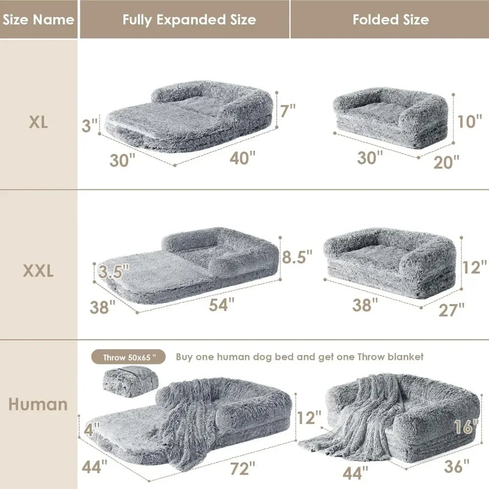 Foldable Human Orthopedic Memory Foam Dog Bed for Adult
