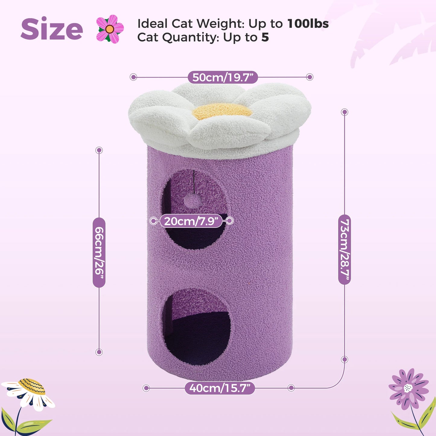 Flower Double-Deck, Large Cat Condo