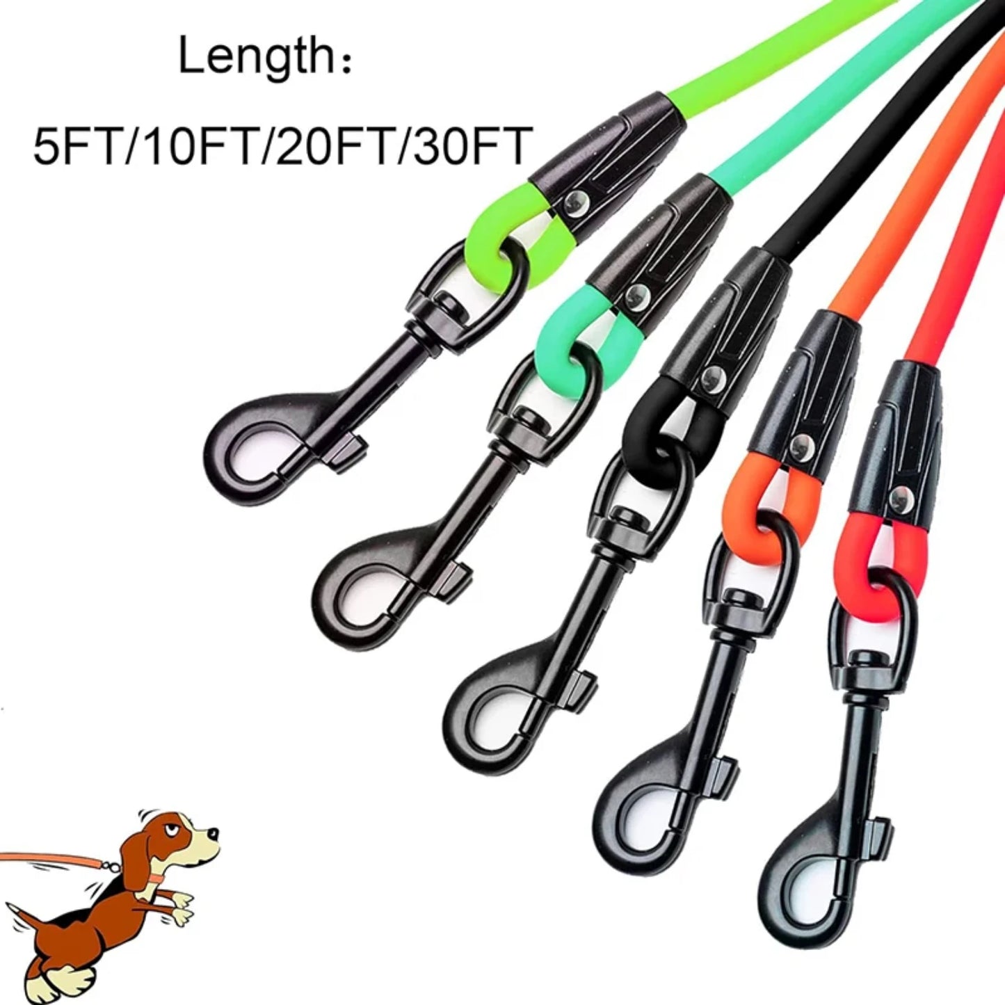 Durable long PVC dog leash Waterproof design perfect for training, yard play, and beach