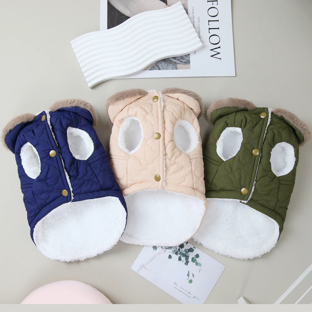 Winter Big Fur Collar Dog Jacket