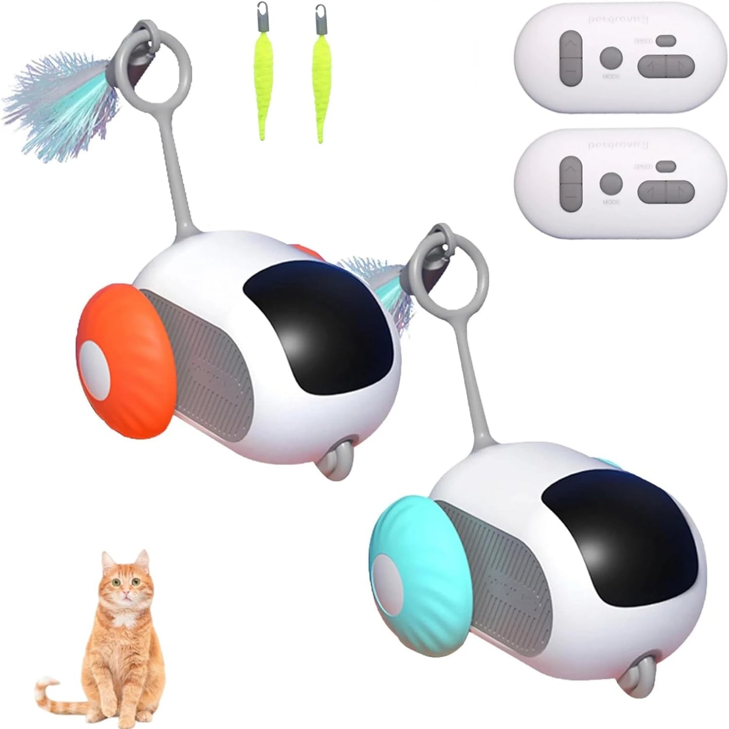 Turbo Tail Remote Control Interactive Cats Toy with Feathers (2 pcs