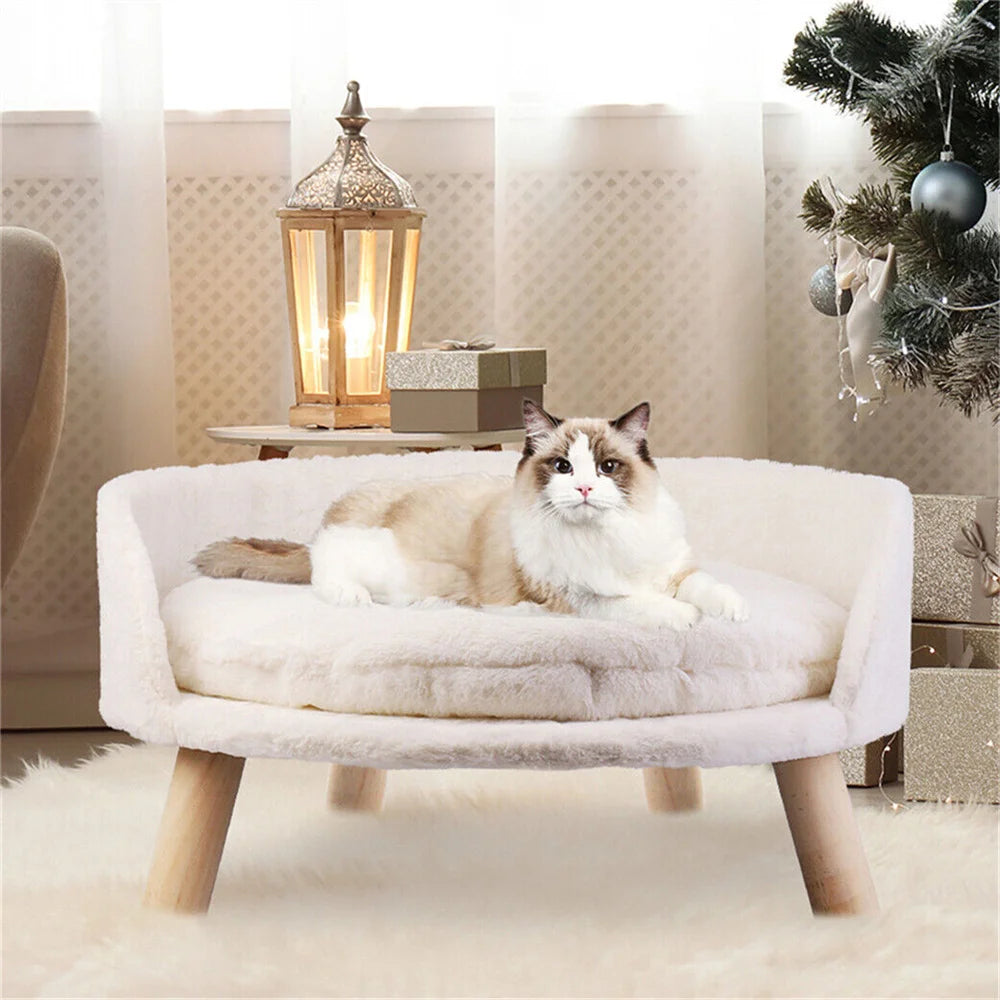 Ultra Soft Elevated Pet Sofa Bed with Waterproof Padded Cushion