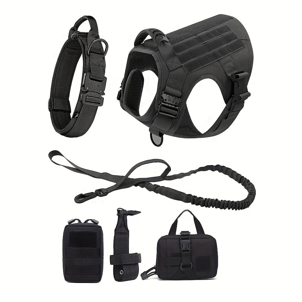 4pcs Tactical Dog Harness and Vest Set