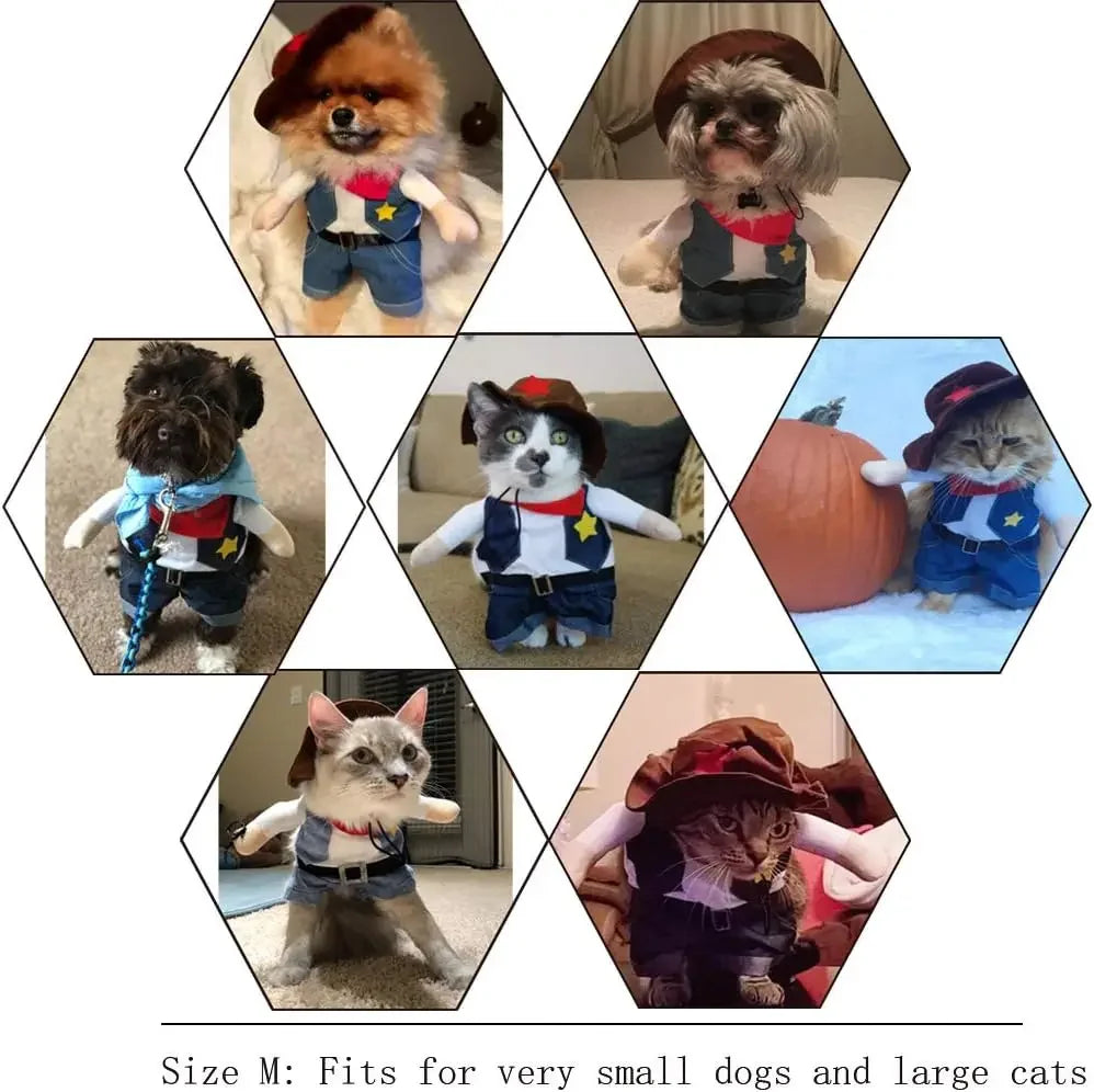 Dog Cat Costume Cowboy Clothes