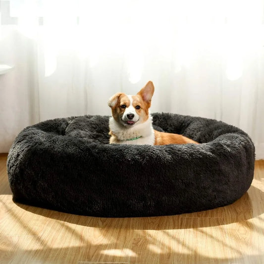 Dog Bed Calming Cuddler, Fluffy Round Pet Bed,