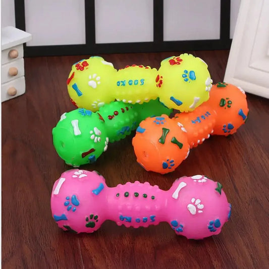 Paw Print Dumbbell Chew Squeaker Non-toxic