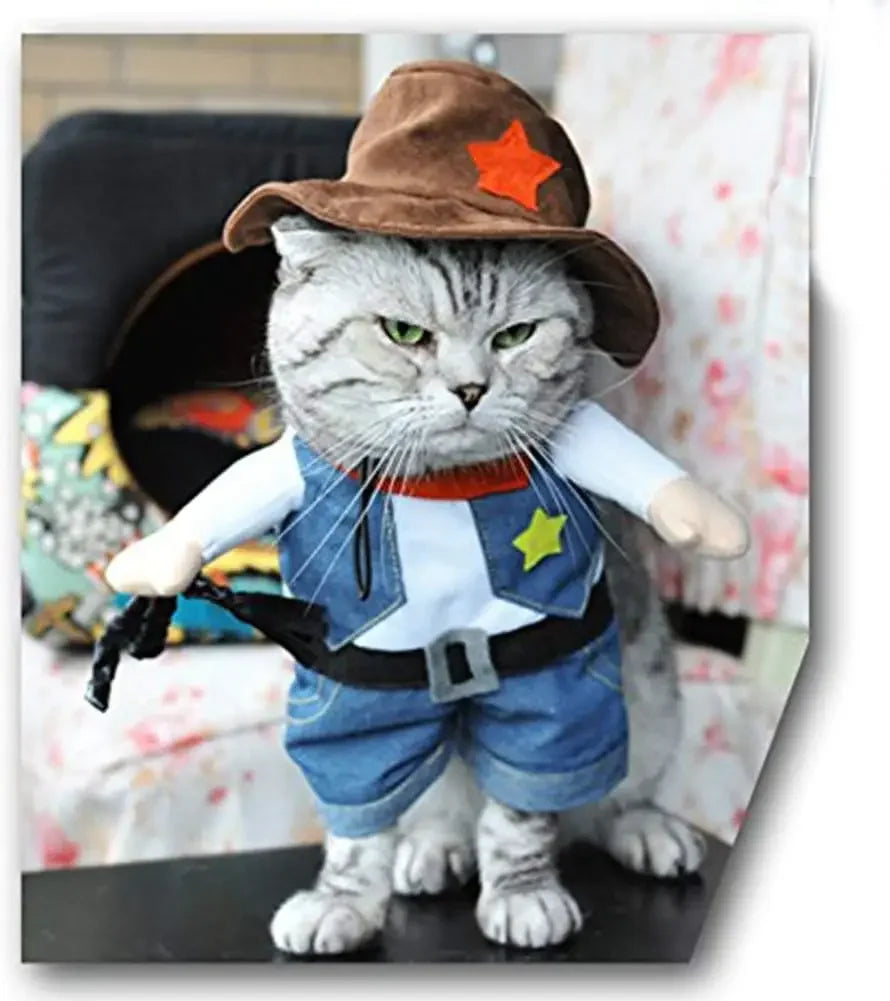 Dog Cat Costume Cowboy Clothes