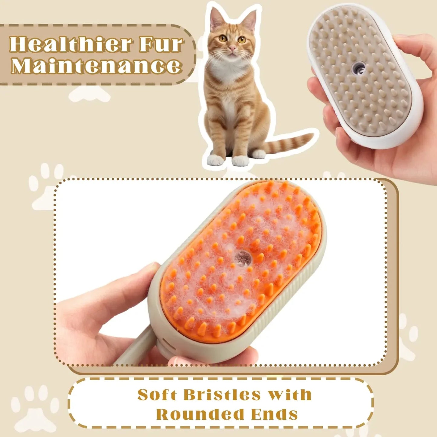 Pet Steam Brush 3 In 1 Hair Removal