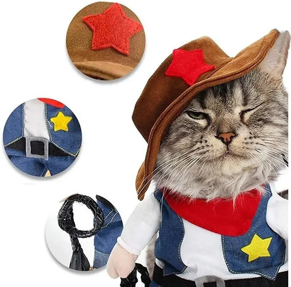 Dog Cat Costume Cowboy Clothes