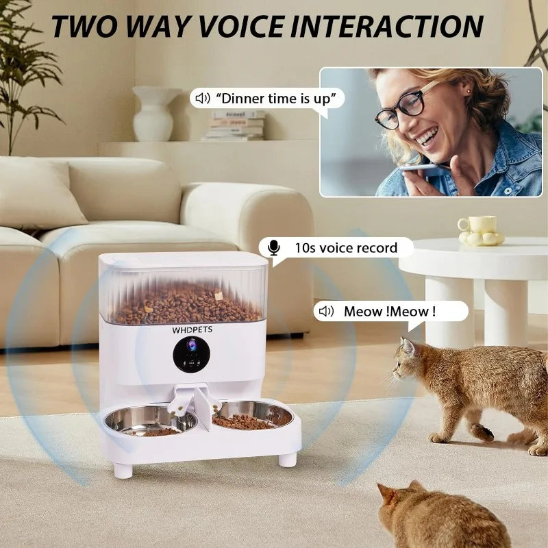 Automatic Food Dispenser with 1080P Camera for 2 Cats or Dogs