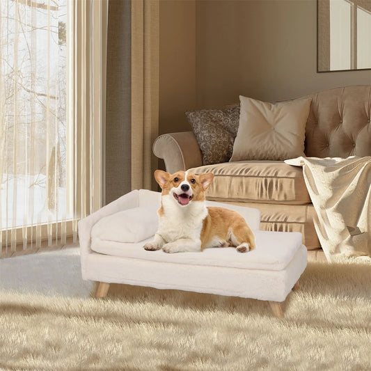 Elevated Pet Sofa Bed with Sturdy Wood Legs