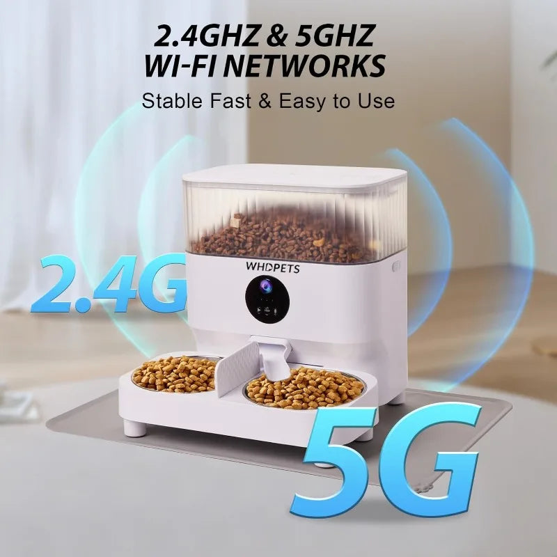 Automatic Food Dispenser with 1080P Camera for 2 Cats or Dogs