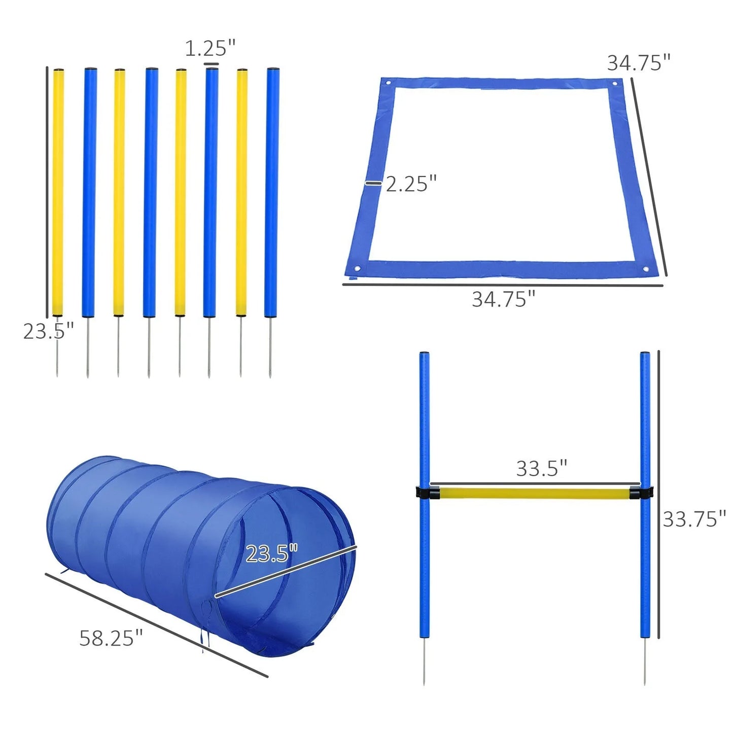 Dog Agility Training Kit Obstacle Course Equipment Jump Tunnel -